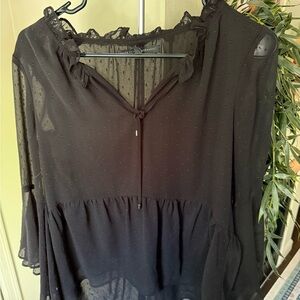 White House Black Market Black Sheer Blouse